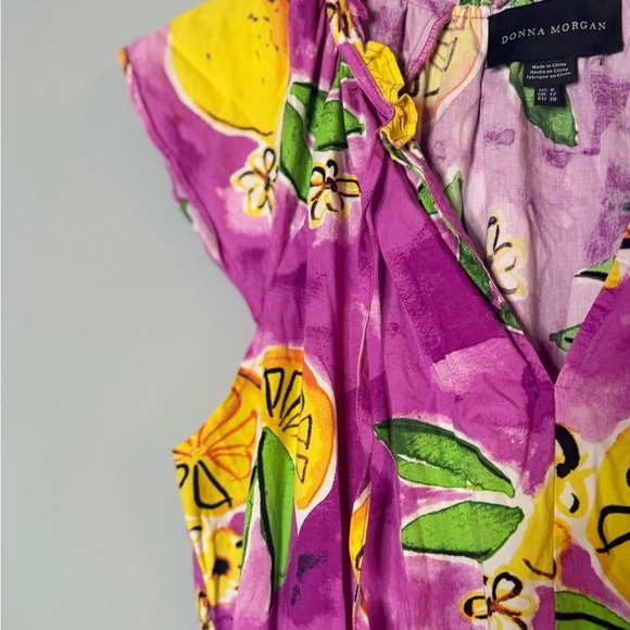 Donna Morgan Purple Dress with Lemon Print | size 8 | - Picture 7 of 9